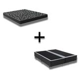 Cama Box Casal 138 Bipartido Tecido Preto Com Colchão D20 Tampo Preto 12cm