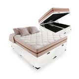 Cama Box Baú Casal Bipartido Tecido Branco Com Colchão Pillow Angel Bello Box Molas 62x138x188