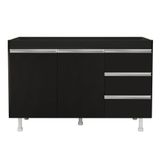 Balcão De Cozinha Lux Para Pia De 120cm 100%mdf Sem Tampo 02 Portas E 03 Gavetas Preto - Abmaza