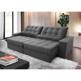 Sofá Retrátil/reclinável Zurique 3,00m Suede Velut Cinza C/ Molas No Assento - King House