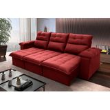 Sofá Retrátil/reclinável Verona 2,30m Suede Velut Vermelho C/ Molas No Assento - King House