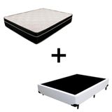 Cama Box Viúva 128 Tecido Sintetico Branco Com Colchão Paris Molas Preto 66x128x188
