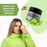 Creatina Monohidratada Gummies Sabor Maçã Verde Kit 2 Potes