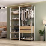 Guarda-roupas Closet Modulado 135cm 2 Peças Com 2 Gavetas E Cabideiro Multimóveis Mp4320 - Branco/madeirado