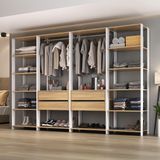 Guarda-roupas Closet Modulado 270cm 4 Peças Com 4 Gavetas E Cabideiros Multimóveis Mp4321 - Branco/madeirado