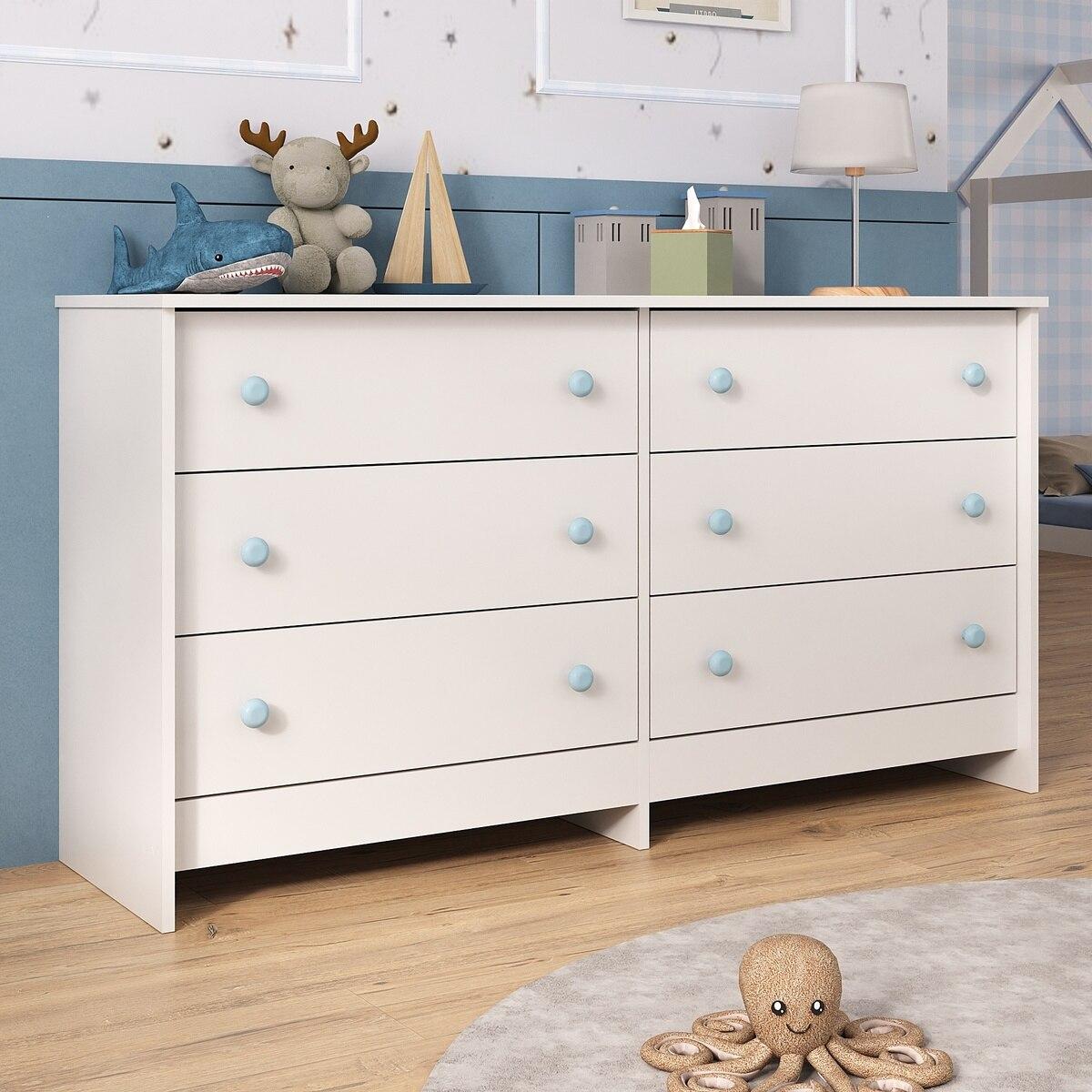 Cômoda Infantil 136cm Com 6 Gavetas Multimóveis Mp4336 Branco