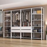 Guarda-roupas Closet Modulado 270cm 4 Peças Com 4 Gavetas E Cabideiros Multimóveis Mp4321 - Branco