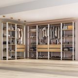 Guarda-roupas Closet Modulado 405cm 6 Peças Com 6 Gavetas E Cabideiros Multimóveis Mp4322 - Branco/madeirado