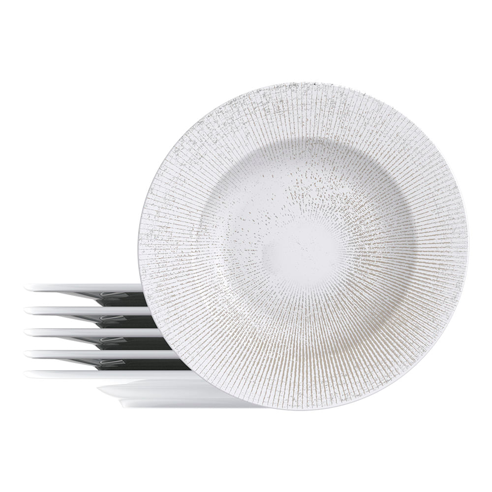 Jogo De Pratos Rasos Tramontina Isabel 6 Peças Em Porcelana Decorada Decorado 96950183