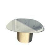 Mesa De Centro Orgânica 90 Cm Base Cimento Queimado Tampo Laqueado Fendi