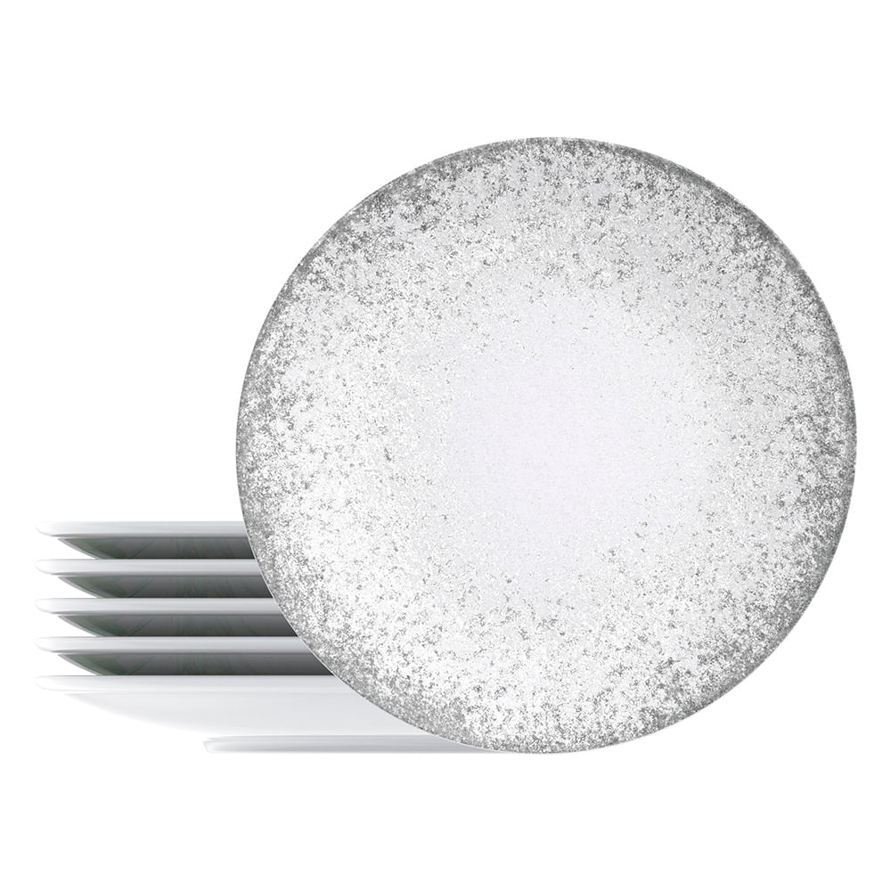 Jogo De Pratos Rasos Tramontina Camila 6 Peças Em Porcelana Decorada Decorado 96950180