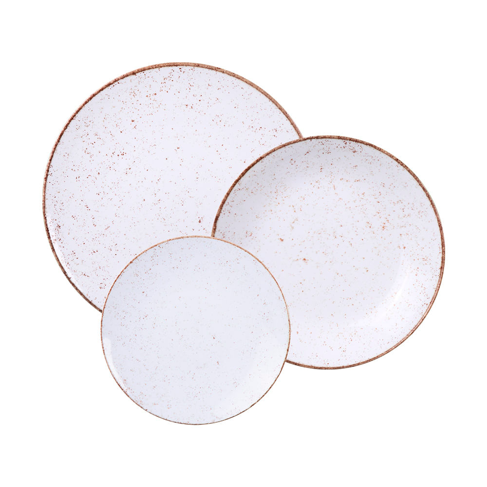 Jogo De Pratos Tramontina Rústico Marrom 12 Peças Em Porcelana Decorada Decorado 96989003