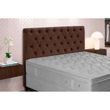Cabeceira Cama Box Estofada Casal Casal Embaixatriz Plus Suede Marrom Chocolate - Simbal