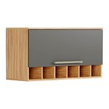 Armário Aéreo Cozinha Modulado Nápoli Prime Geladeira Adega Com 1 Porta Basculante 80cm Amendoa-grafite - Ronipa