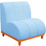 Namoradeira Marselha Base De Madeira Para Sala Hotel Tecido Boucle Cor Azul Claro