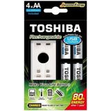 Carregador De Pilha Usb Tnhc-6gme4 Cb (c-4 Pilhas Aa 2000 Mah) Toshiba [f002]