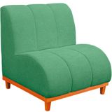 Namoradeira Marselha Base De Madeira Para Sala Hotel Tecido Boucle Cor Verde Esmeralda