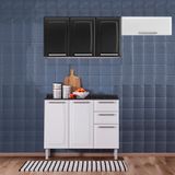 Cozinha Itatiaia Luce 7 Portas Com Balcão 2 Gavetas Branco E Armários Aéreos Preto / Branco