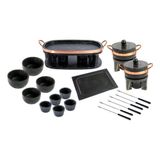 Kit Fondue Pedra Sabão Completo Com Churrasqueira Oval - 22 Peças
