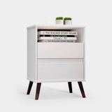 Mesa Para Cabeceira Com 2 Gaveta E 4 Pés Retrô Paris 67x45cm Branco