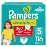 Fraldas Pampers Swaddlers 360, Tamanho 5, 116 Unidades, Um Mês