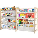 Organizador De Armazenamento De Brinquedos Experlam Com Estante De Livros De 12 Caixas Brancas