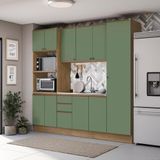 Cozinha Compacta Celeste Kappesberg 100% Mdf Nogueira/verde 240cm