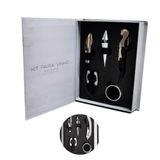 Kit Vinho 5 Peças Acessórios Livro Saca Rolha Abridor Tampa