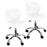 Kit 2 Cadeiras Slim Office Estofada Base Giratória Cromada - Branco