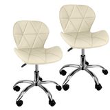 Kit 2 Cadeiras Slim Office Estofada Base Giratória Cromada - Nude
