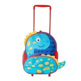 Mochila De Rodinhas Dinossauro - Azul