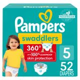 Fraldas Pampers Swaddlers 360, Tamanho 5, 52 Unidades, Para Bebês