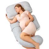Almofada De Gravidez Momcozy Original Em Forma De G Com Cunha De Barriga Cinza