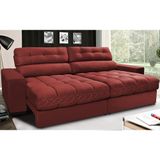 Sofá Retrátil e Reclinável com Molas Ensacadas Cama inBox Master 2,12m Tecido Suede Vermelho
