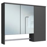 Espelheira Com 3 Portas E Toalheiro 80 Cm Es9000 Mell Grafite Faem