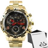 Relogio Masculino Inoxidavel Dourado Aço + Premium Caixa