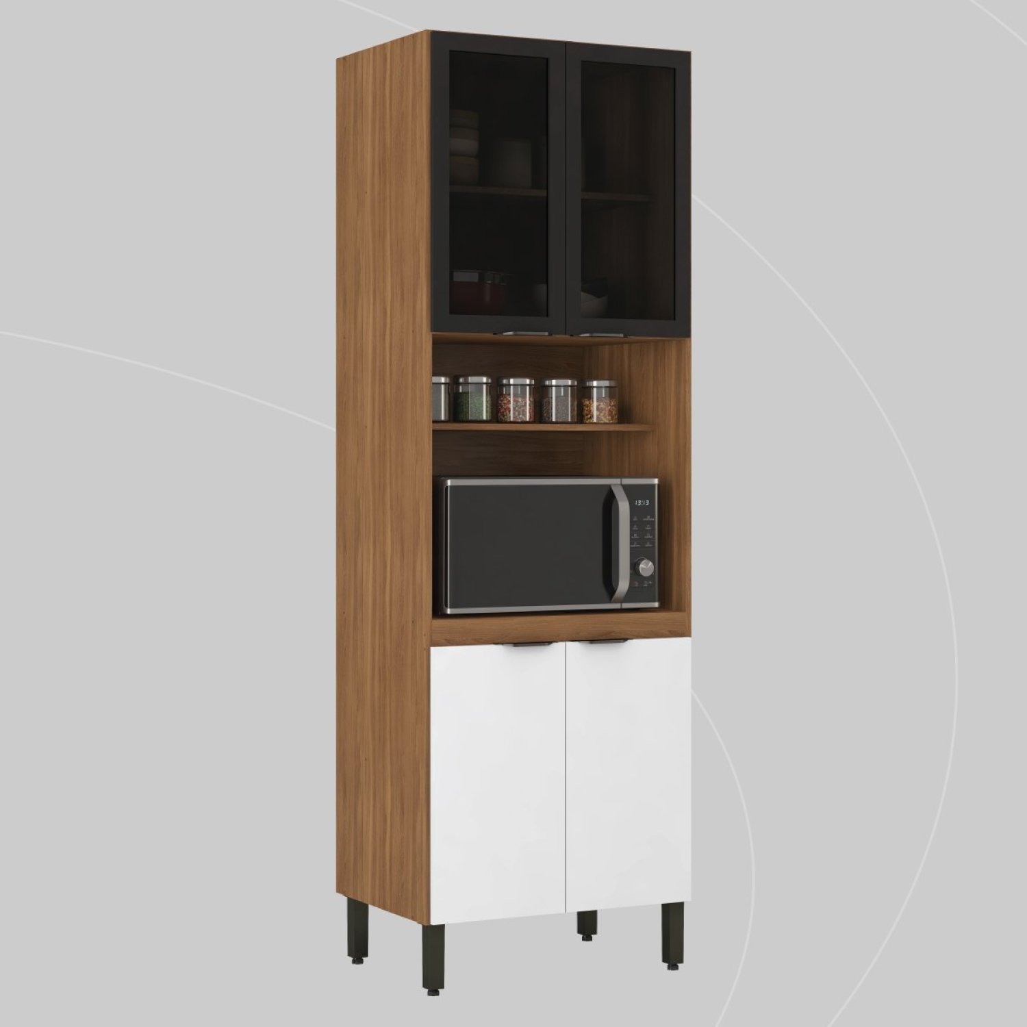 Paneleiro | 2 Portas Vidro Fumê Firenze Amendola Touch/branco