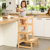 Banqueta De Cozinha Wiifo Kids Com Trilho De Segurança Em Madeira Maciça