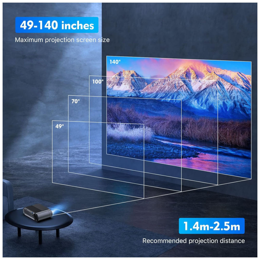 Projetor Hd 1080p Com Wi Fi 5g E Bluetooth 8500 Lumens E Projecao De ...