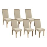 Cadeira Sala De Jantar 2cad142fr Kit 6 Un Freijó-linho Bege A019 - Kappesberg