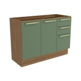 Gabinete P- Pia Cozinha Balcão Botanic M624 C- 2 Portas E 3 Gavetas S-tampo 120cm Nogueira-verde - Kappesberg