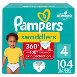 Fraldas Pampers Swaddlers 360, Tamanho 4, 104 Unidades, Para Bebês