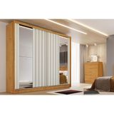 Guarda Roupa Casal 2 Portas De Correr Ripadas C- Espelhos E 4 Gavetas Galati Peroba-off White - Europa