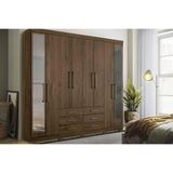 Guarda Roupa Casal 8 Portas (2 C- Espelho) E 6 Gavetas C- Pés Master 8.6 Jatobá