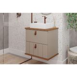 Gabinete De Banheiro Balcão Milano 1 Porta E 1 Gaveta Com Cuba 60cm Cappuccino-freijo - Mgm