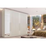 Guarda Roupa Casal 6 Portas (4 Ripadas E 2 C- Espelho) E 4 Gavetas Oxford Off White - Europa