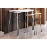 Sala De Jantar Completa Mesa Dobrável E 2 Banquetas 105 Prata-branco - Prata-preto - Carraro