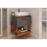 Gabinete De Banheiro Balcão Duna 1 Porta Com Cuba 60cm Titanio-freijo - Mgm