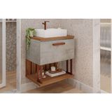 Gabinete De Banheiro Balcão Duna 1 Porta Com Cuba 60cm Cimento-freijo - Mgm