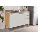 Gabinete De Cozinha Modulado Balcão Para Pia Nápoli Prime 3 Portas E 2 Gavetas Sem Tampo 120cm Amendoa-off White - Ronipa